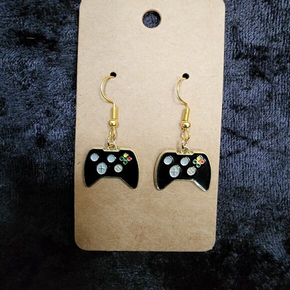 Black XBox Game Controller Earrings - Picture 2 of 2